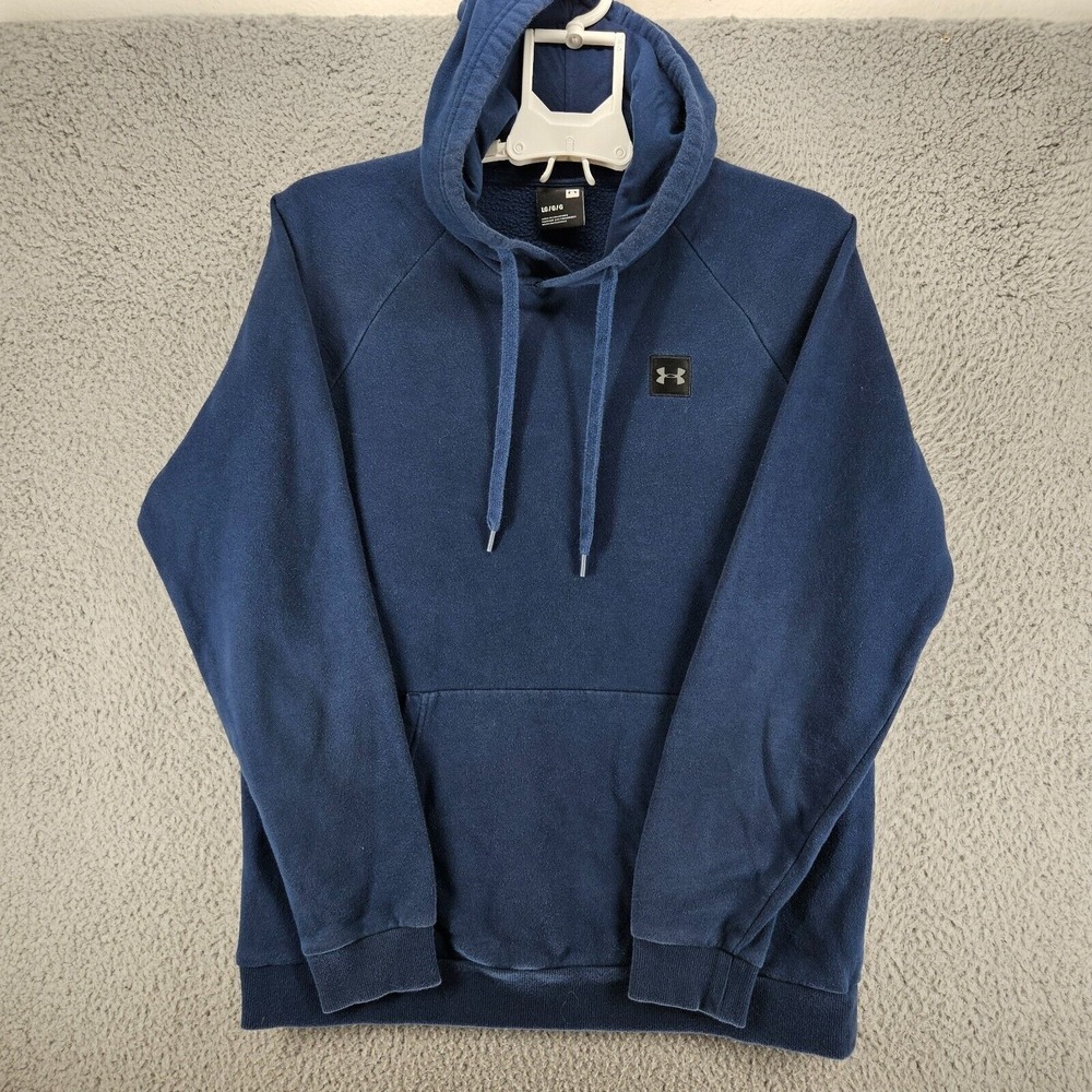 Under Armour Hoodie Mens Large Navy Blue Logo Pullover Fleece Lined Casual Gym L